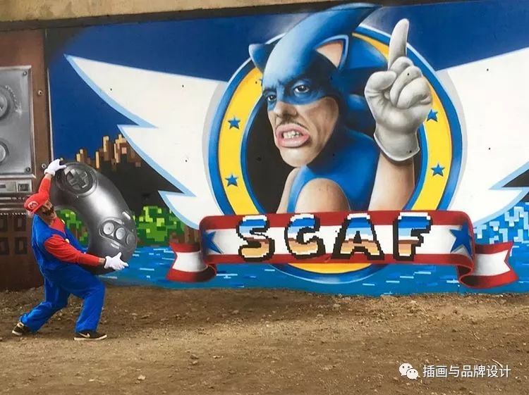 超震撼的墙绘,有视觉冲击感极简的墙绘