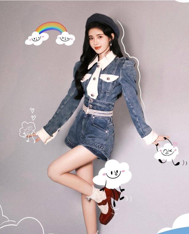 鞠婧祎牛仔裤搭配图片,鞠婧祎穿牛仔裤配白色衣服夏天