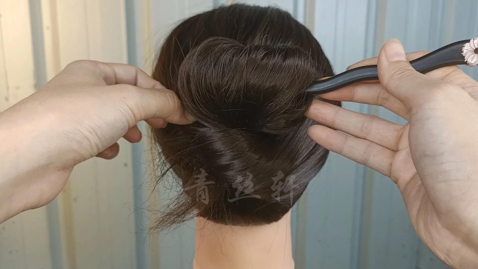 发簪挽发教程最基础,发量少发簪简单好看教程