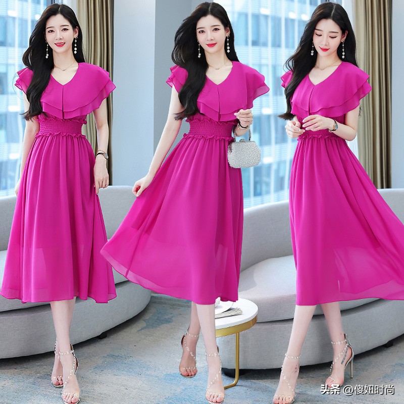 冬装甜美蝴蝶结气质显瘦连衣裙,气质翻领金丝绒显瘦蝴蝶结连衣裙