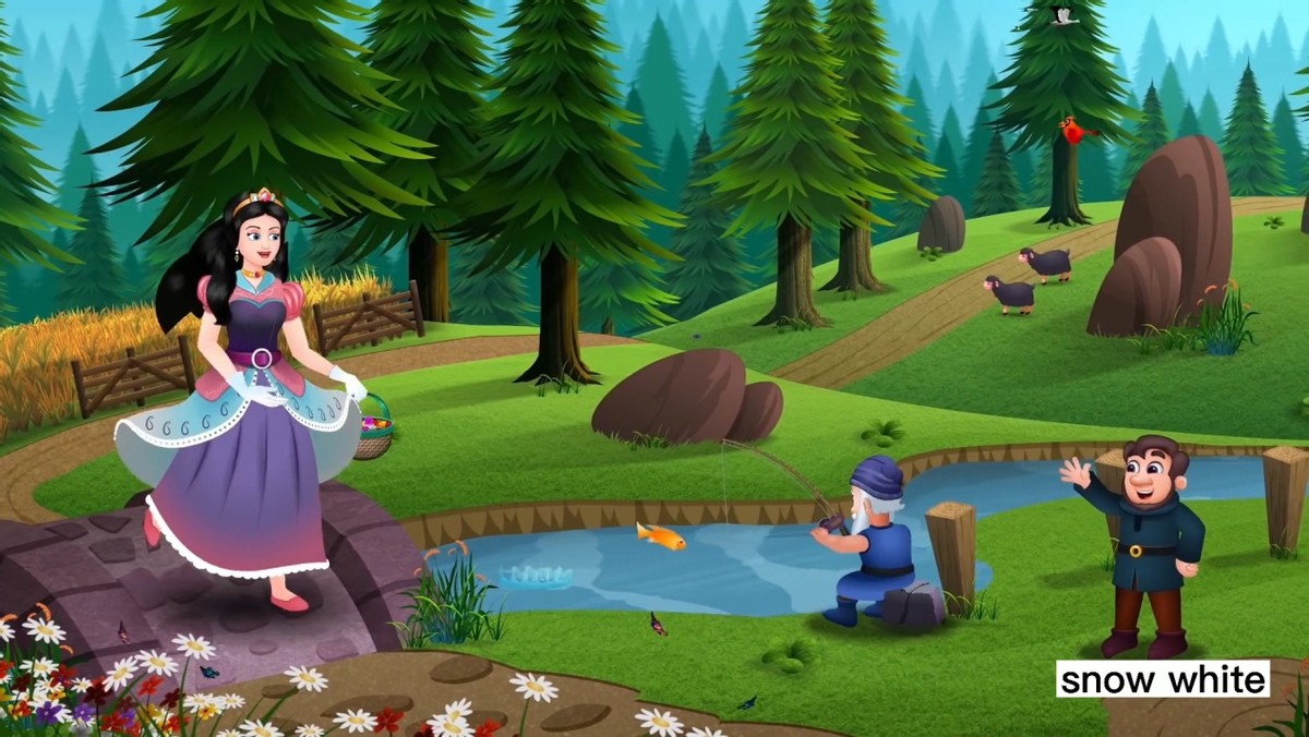 白雪公主中英绘本,格林童话故事绘本白雪公主