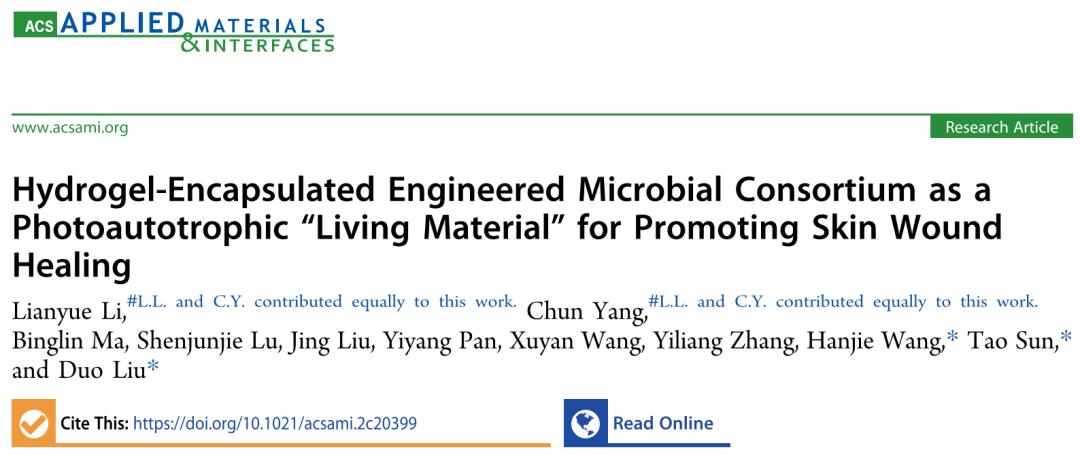 天津大学：光自养工程菌群水凝胶促进皮肤伤口愈合