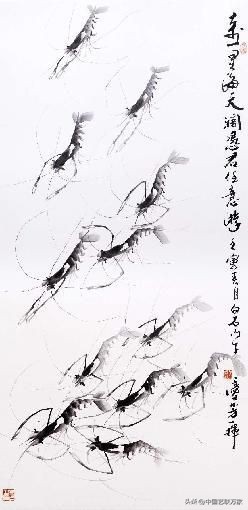 白石虾的作品欣赏,百岁绘画大师齐白石