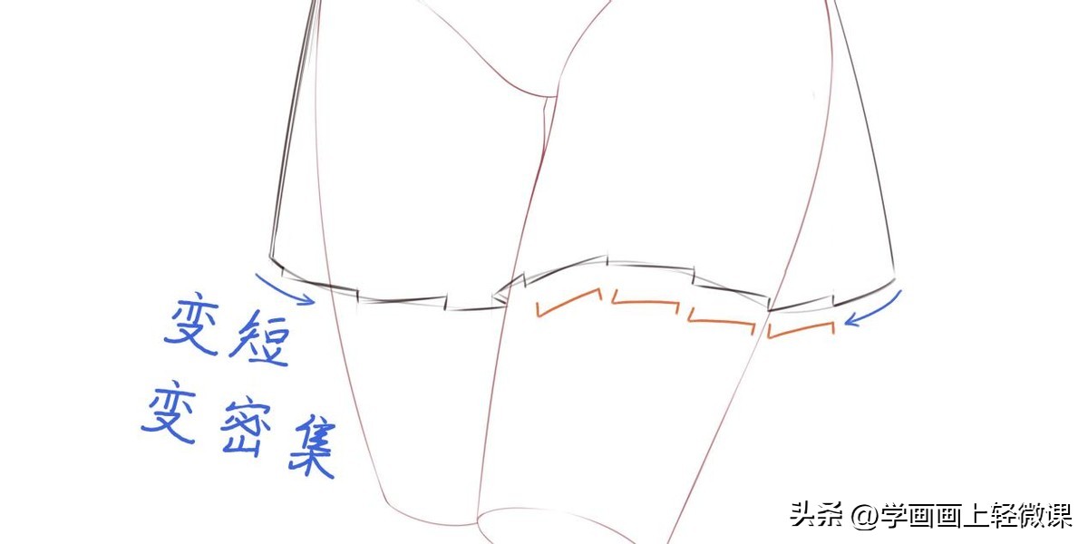 百褶裙画法步骤图,百褶裙画法步骤图解