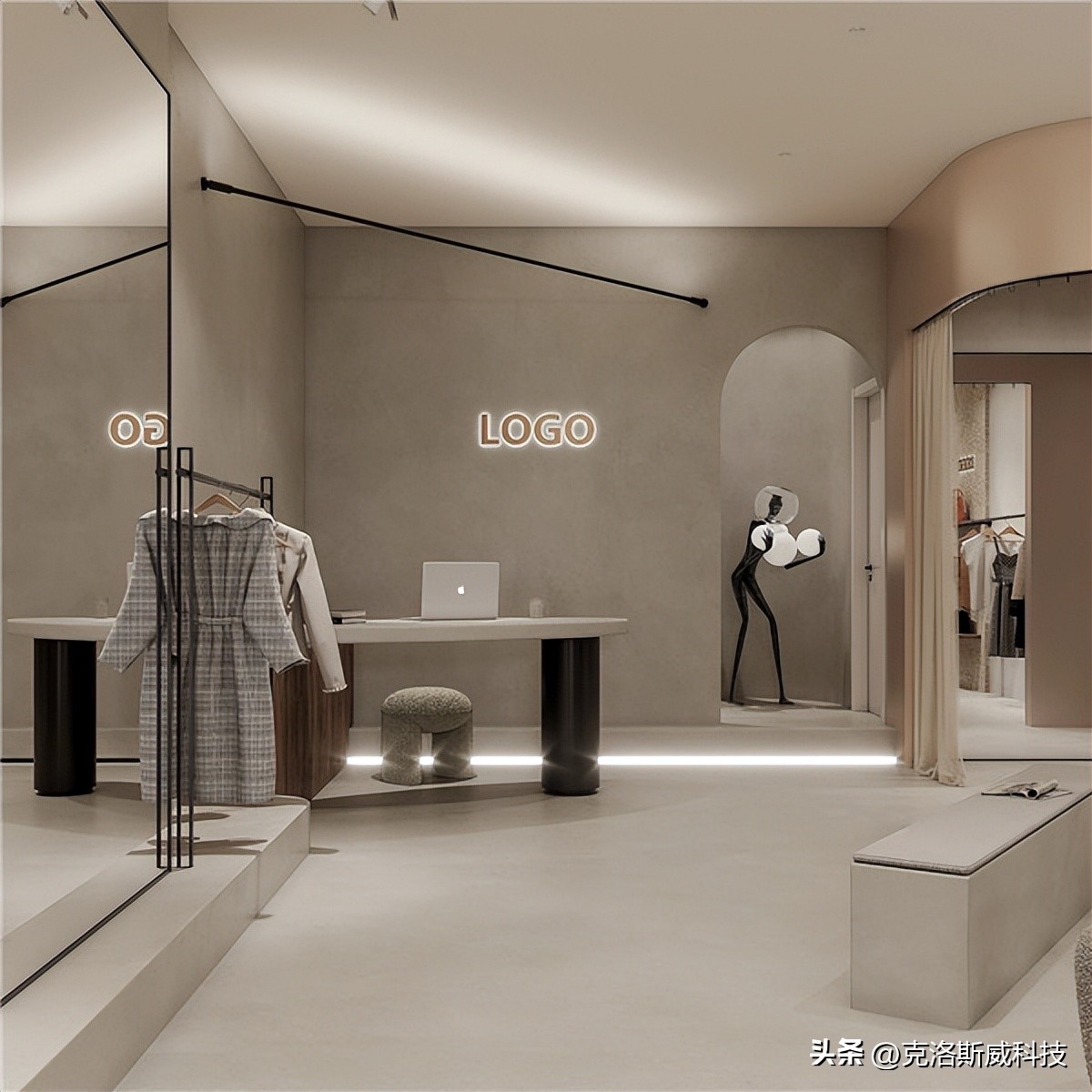 微水泥装修服装店效果,微水泥服装店地面装修