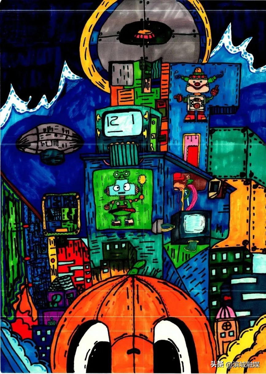 青少年科创大赛少儿绘画作品,少年科学幻想绘画大赛