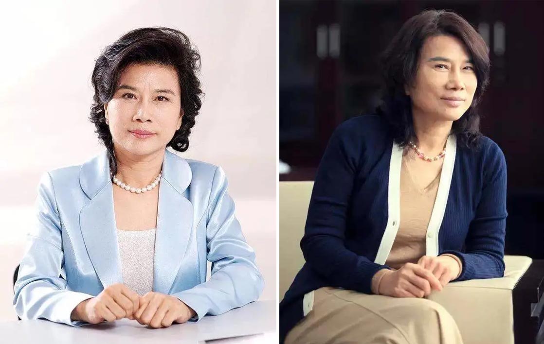 董明珠休闲风穿搭,董明珠蓝色外套搭配黑色裤子