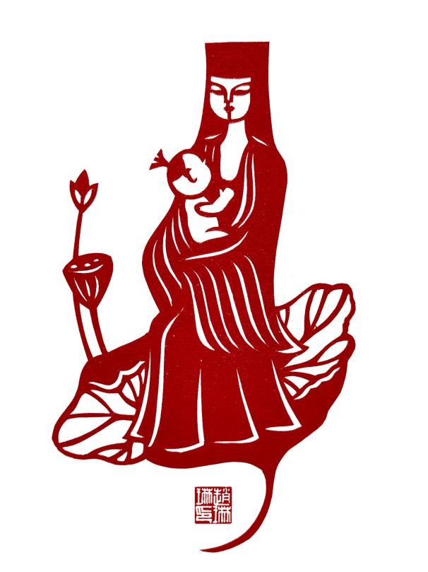 多子多寿剪纸,民俗剪纸花朵