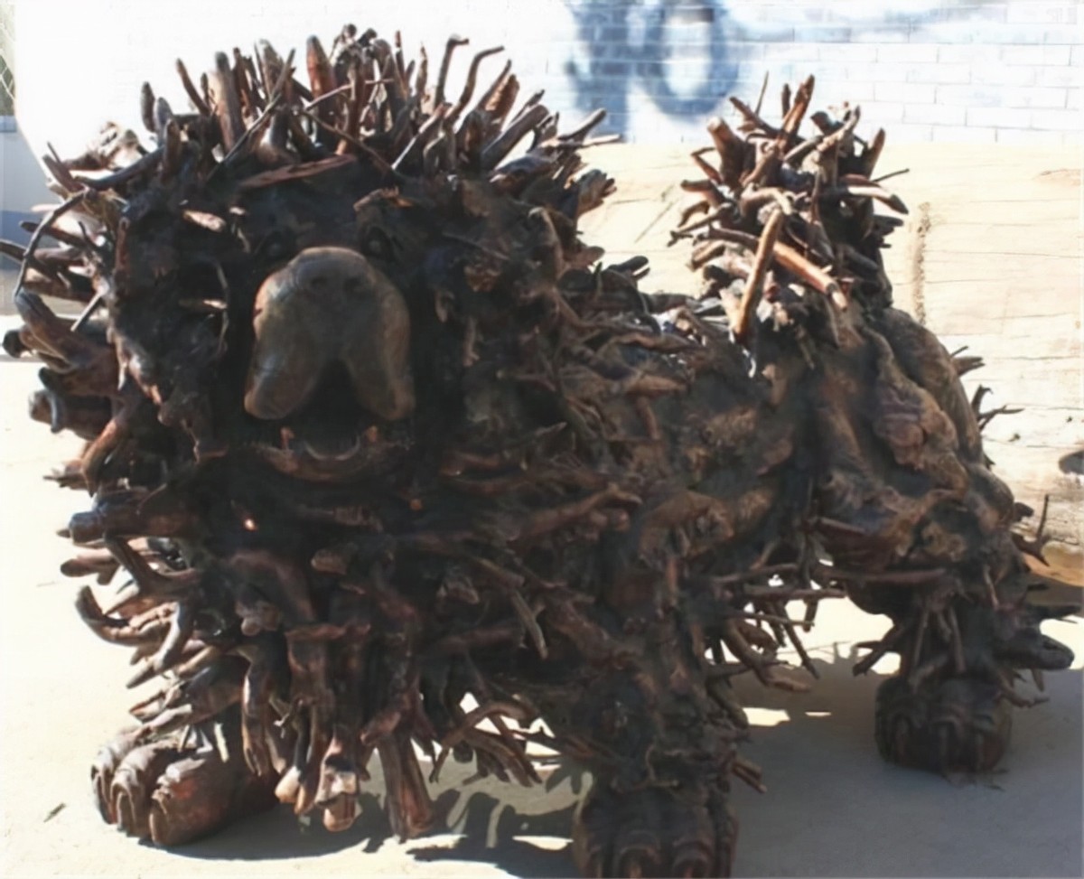 根雕藏獒500万,藏獒根雕