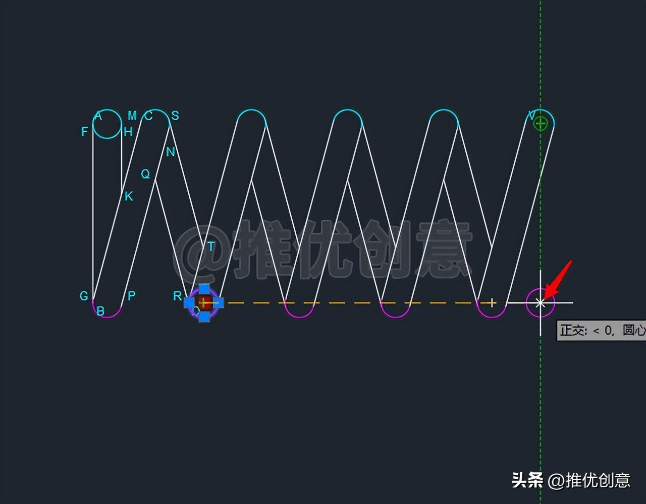 使用追踪定位、复制阵列绘制弹簧工程制图autocadcad教程CAD习题