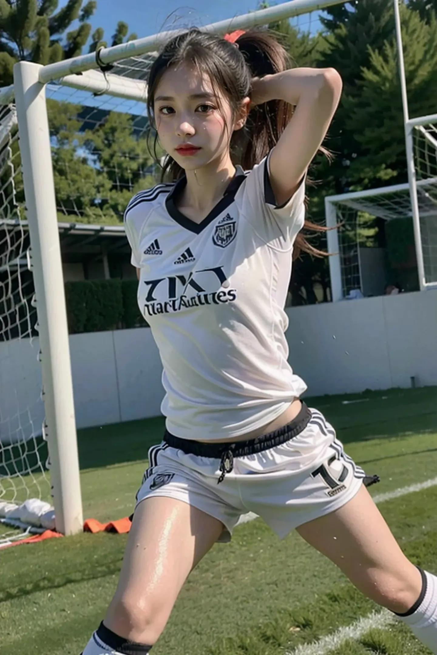 足球场上惊艳的女孩,足球场上的漂亮女孩