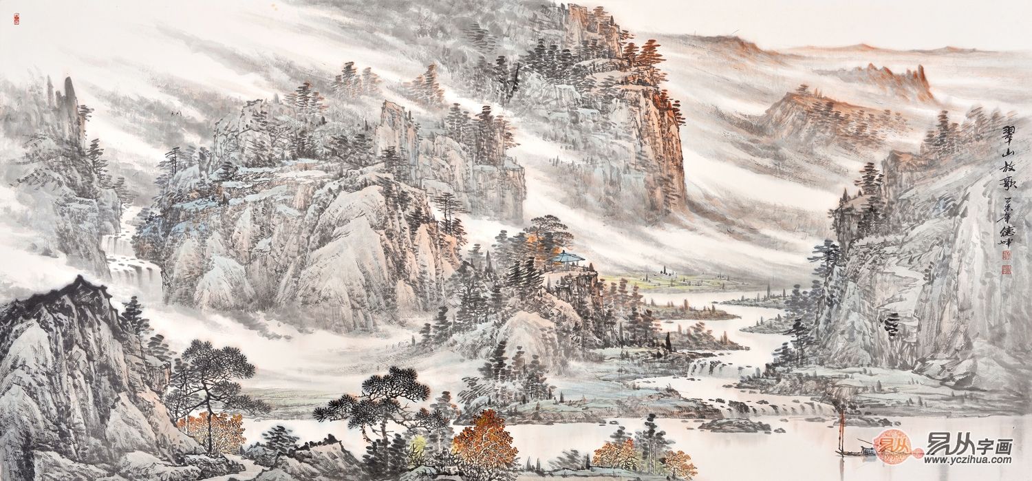 适合客厅的挂画山水画,客厅沙发墙挂画山水画有讲究吗