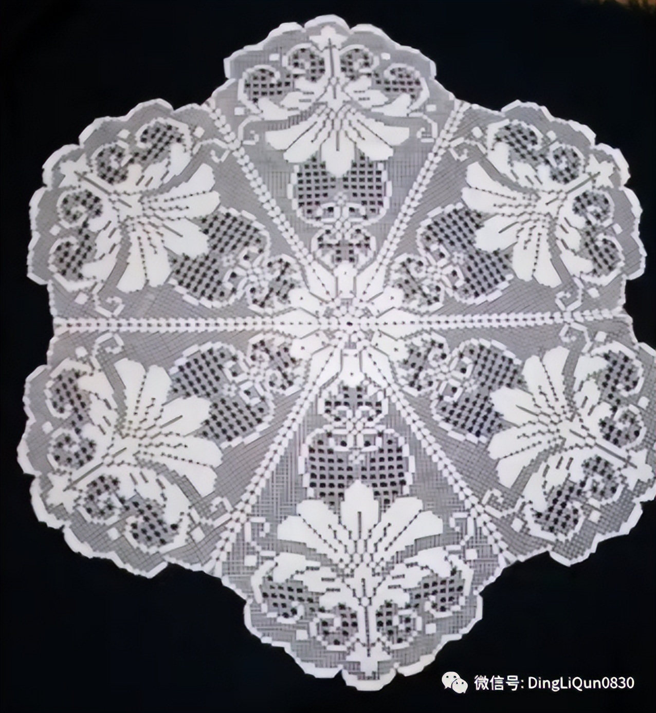 针织钩花小桌布,毛线编织钩花桌布图案