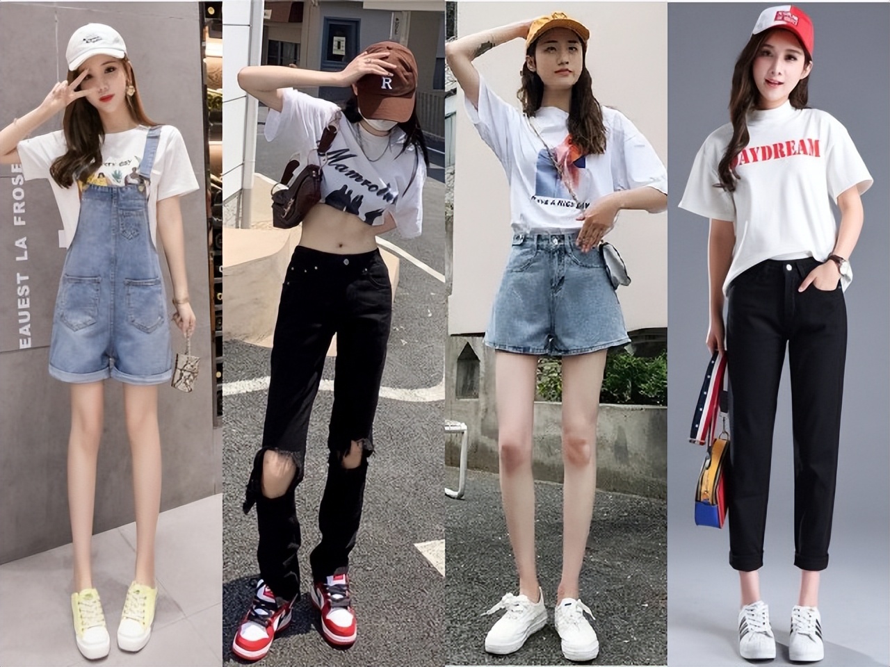 超燃炸街的白T恤牛仔裤穿搭