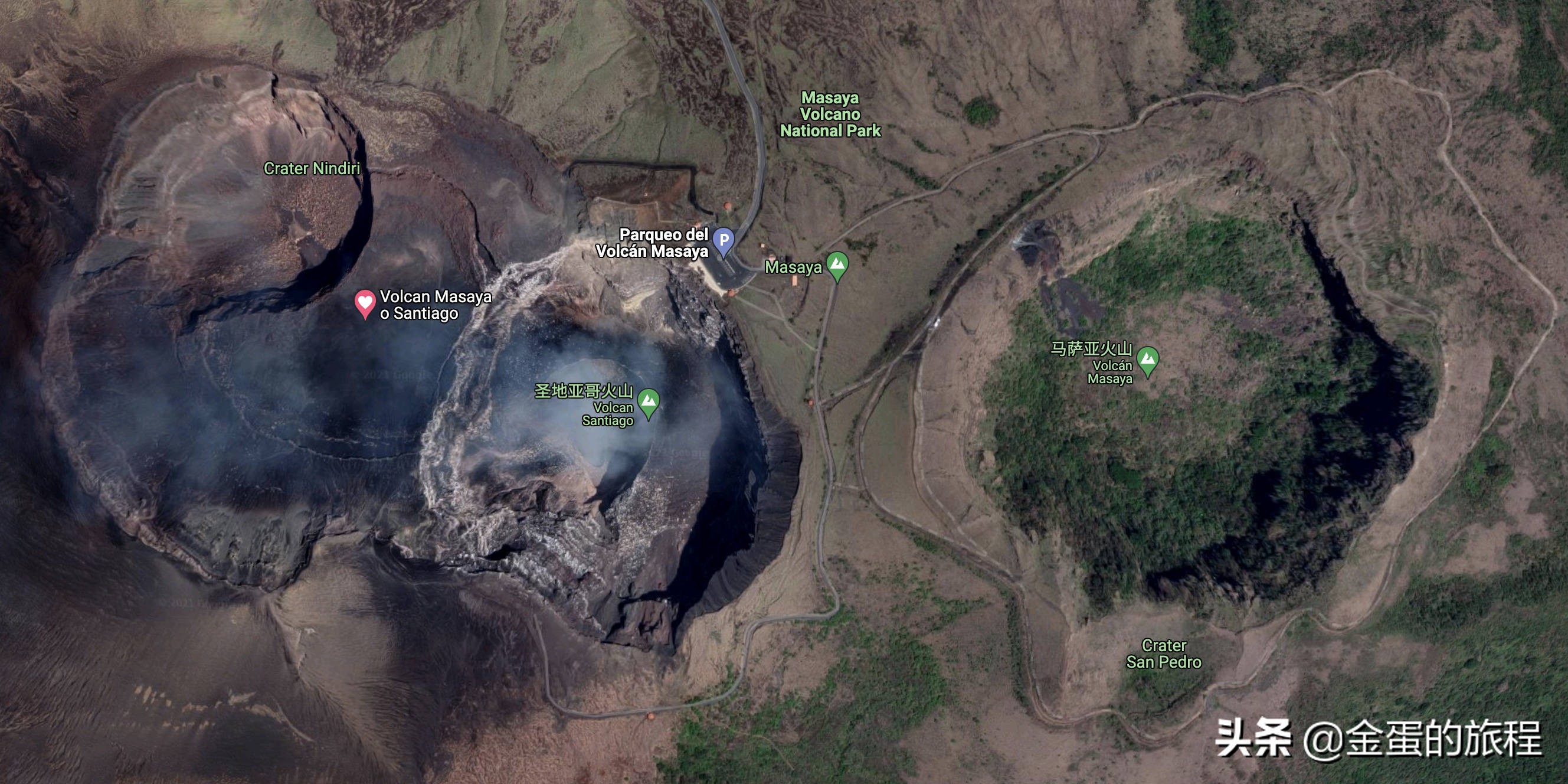 开汽车上活火山口,停车就能见到熔岩湖,这里是尼加拉瓜的马萨亚