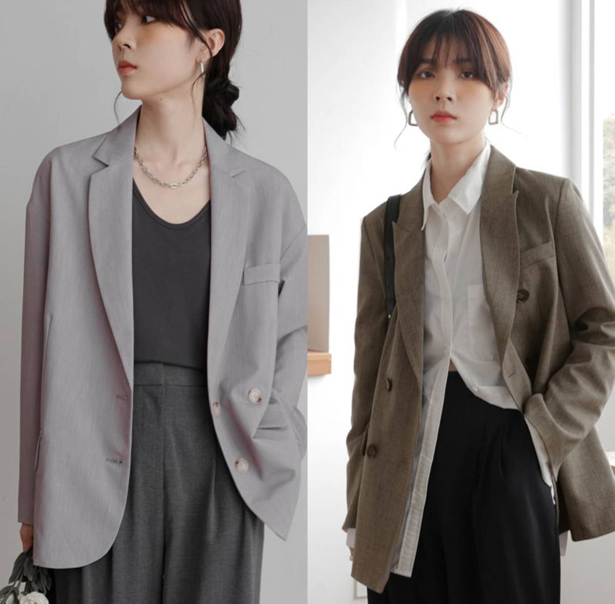 秋冬气质西装内搭衬衣,长款小西装内搭什么样的衬衫