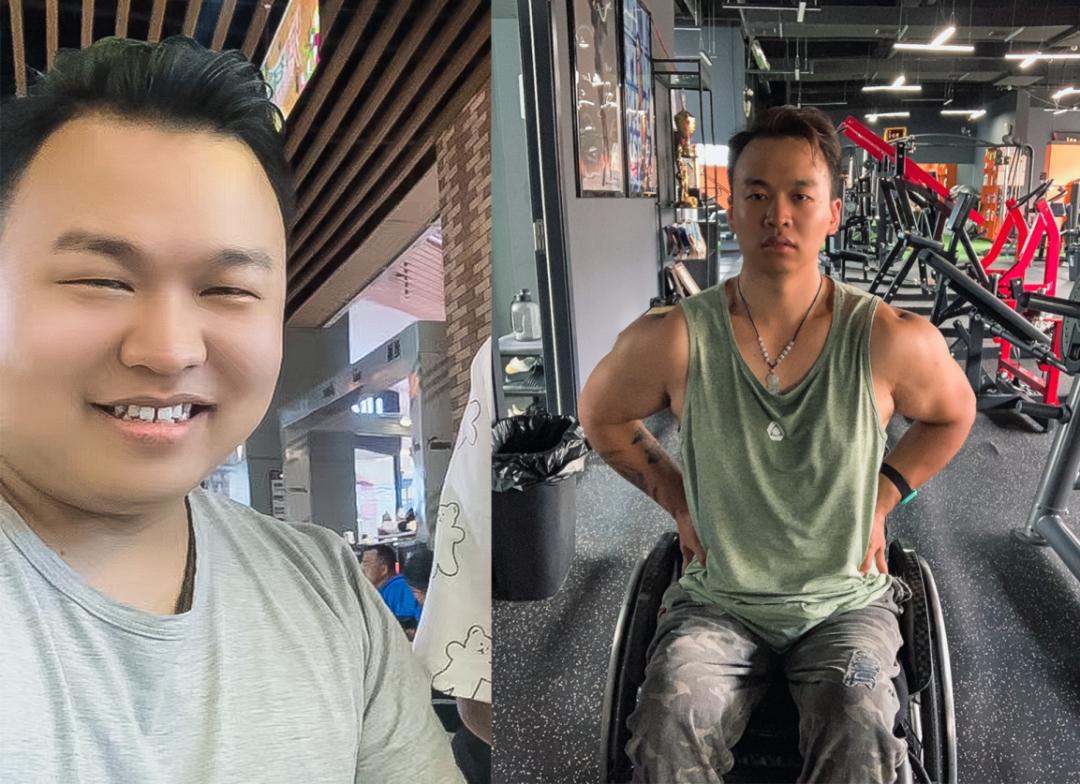 双腿残疾小伙健身一年减重50斤,双腿残疾小伙一年减重50斤